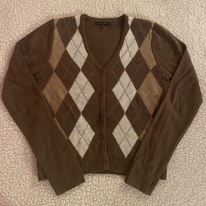 Love Tree Diamond Print Button-Up Sweater